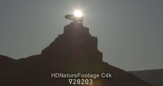 Desert Dawn Morning Sunrise Balanced Rock Balancing Landmark Geology Sun Flare